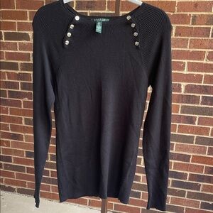 Lauren Ralph Lauren Black Button-Detail Blouse